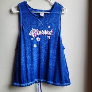 No Boundaries Blue Blessed Tank Top Size XL